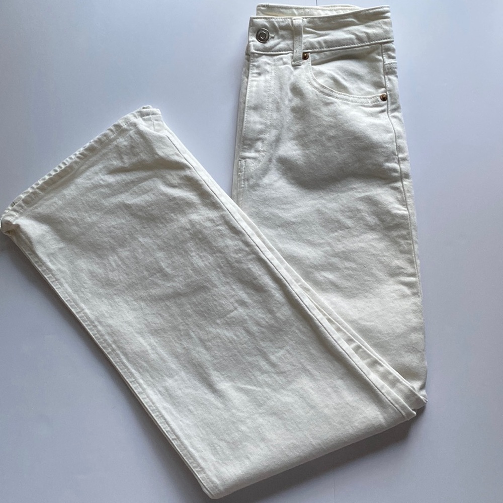 H&M White Wide Leg Jeans